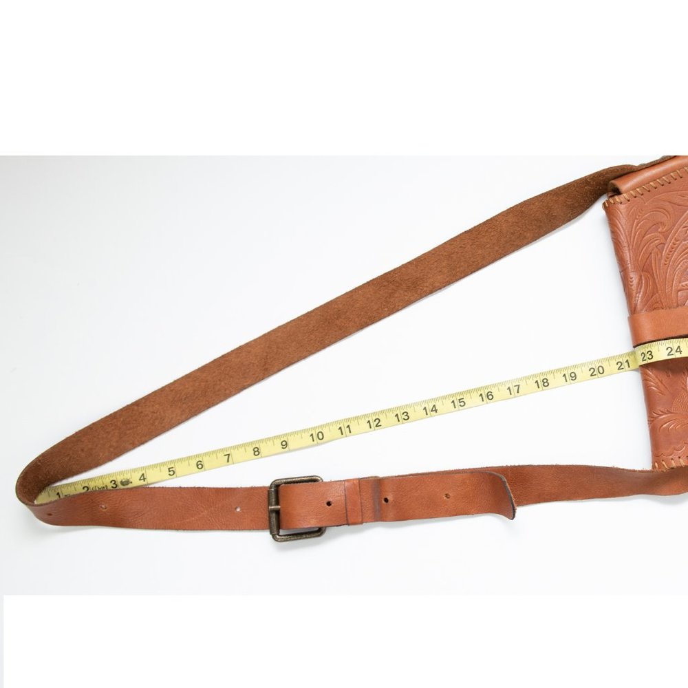 Patricia Nash Barcellona Purse Saddle Bag Tooled 100% Leather Camel Brown - Picture 7 of 12
